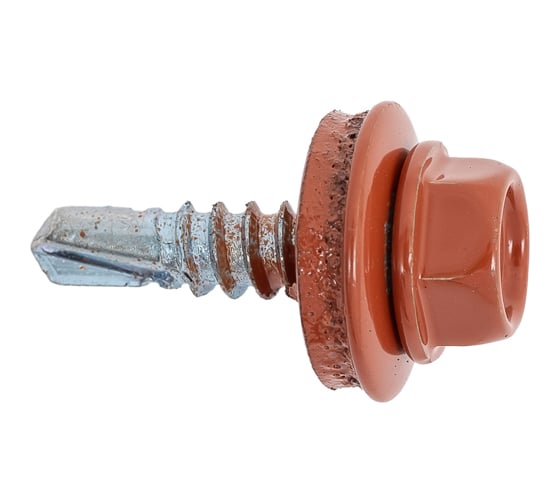 Кровельный саморез Rizzel 4,8x19 RAL 8004 сверло №2, 400 шт 00000351314