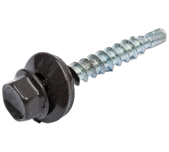 Кровельный саморез Rizzel 4,8x29 RAL 8019 сверло №1, 3500 шт 00000326438