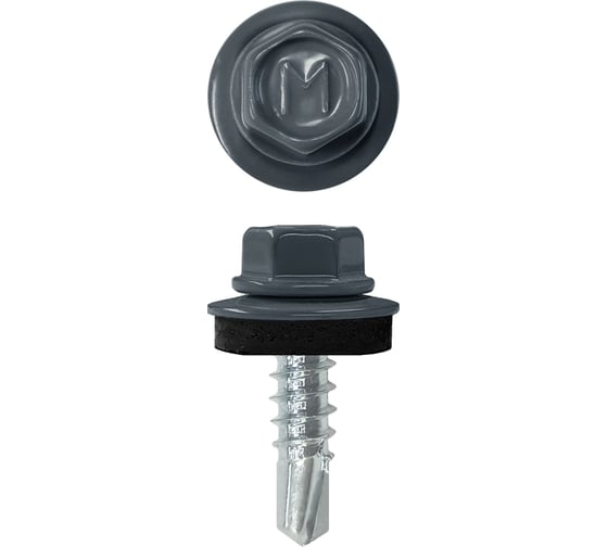 Кровельный саморез Rizzel 4,8x29 RAL 7016 сверло №1, 3500 шт 00000418719 1