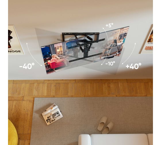 Кронштейн для телевизора ONKRON 32"-90" наклонно-поворотный, черный SM6 SM6-B