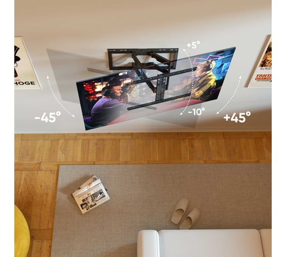 Кронштейн для телевизора ONKRON 32"-90" наклонно-поворотный, черный SM6L SM6L-BК