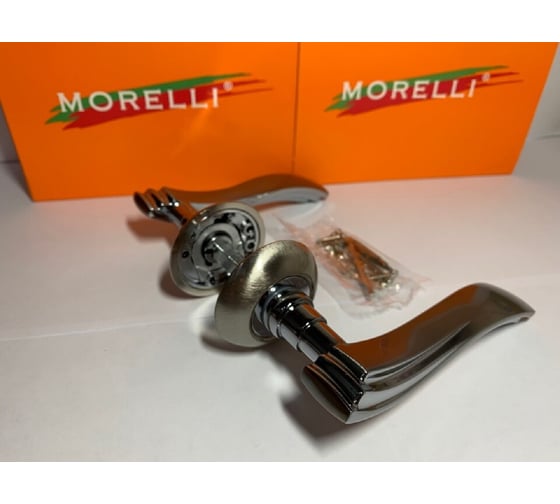 Дверная ручка MORELLI "Мираж" MH-14 SN/CP, цвет - белый никель/ хром 9008947