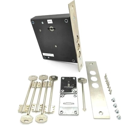 Замок Поливектор "Барьер-Премьер" бексет 63 мм, левый, лицевая планка,монтажный ключ, хром, длина ключа 85 4607154470374