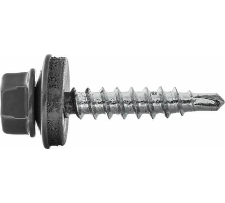 Саморез кровельный Zitar сверло, 4,8x70 RAL-7024 графит серый 30 шт. коробка с ок 159835