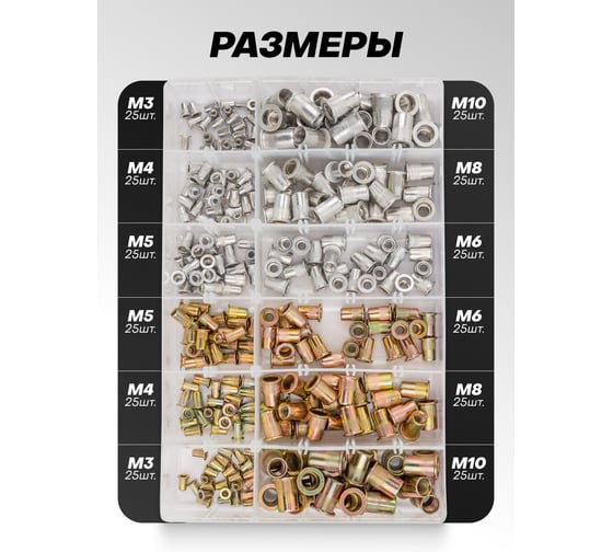 Набор заклепок алюминиевых и стальных Forsage 300 штук F-36480(65408)