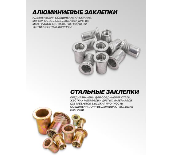 Набор заклепок алюминиевых и стальных Forsage 300 штук F-36480(65408)