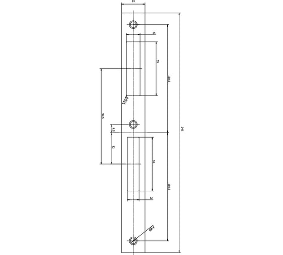 Корпус замка DOORLOCK DL301 35/92/24/8 SSS нержавеющая сталь для профильных дверей, фронтальная планка 24x245мм, запорная планка 75368