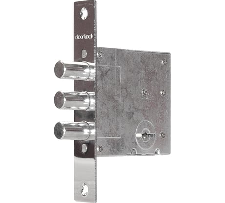 Корпус сувальдного замка DOORLOCK DL8257K/Z/60мм, 5 длинных ключей, хромированная фронтальная планка 26x155 мм, диаметр ригелей 14 мм 75327