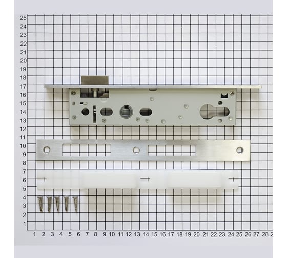 Корпус замка Doorlock DL301 30/92/24/8 SSS нержавеющая сталь, для профильных дверей, фронтальная планка 24x245 мм, запорная планка 75369