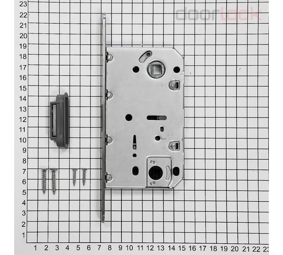 Корпус замка с магнитной защелкой Doorlock DL452M/WC/50/96/18/SN, матовый никель, WC, бэксет 50мм, межосевое расстояние 96мм, фронтальная планка 75289
