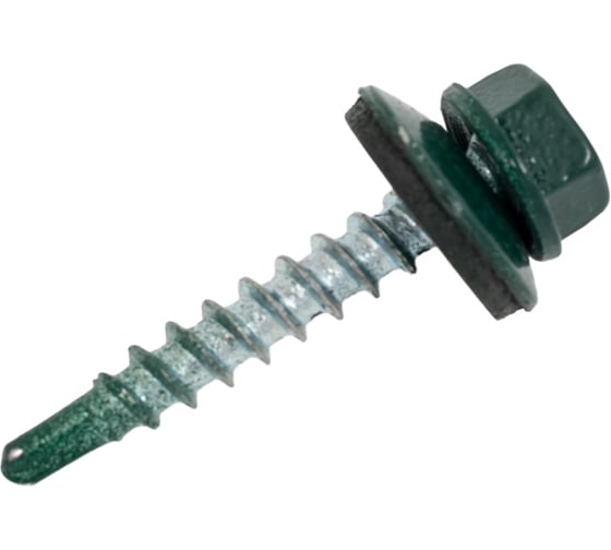 Саморез кровельный 4,8x29 RAL 6005 зелёный мох, по дереву (100шт.) ВИ 1299107 1