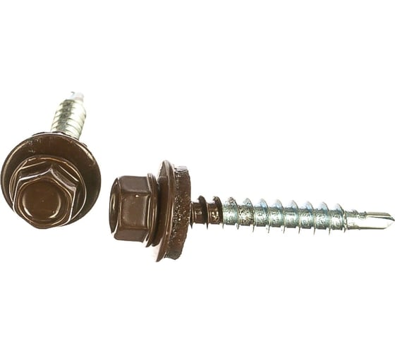 Саморез кровельный 5,5x25 RAL 8017 шоколадно-коричневый, по металлу (90шт.) ВИ 1299174 1