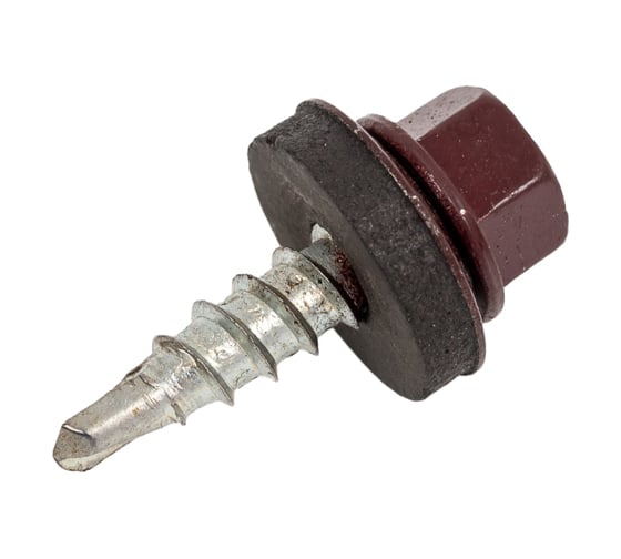 Саморез кровельный 4,8x19 RAL 3005 винно-красный, по дереву 100шт. 1299315 1