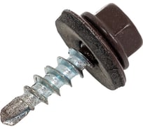 Саморез кровельный 4,8x19 RAL 8017 шоколадно-коричневый, по дереву 100шт. 1299096