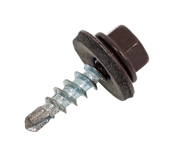 Саморез кровельный 4,8x19 RAL 8017 шоколадно-коричневый, по дереву 100шт. 1299096 1