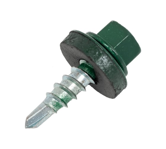 Саморез кровельный 4,8x19 RAL 6005 зеленый мох, по дереву 1кг 1299286 1