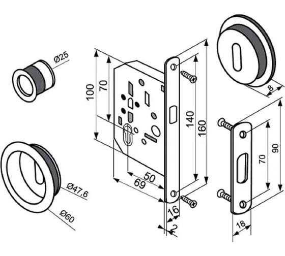 Комплект для раздвижных дверей MORELLI MHS-1 L SC, цвет - матовый хром 9010168