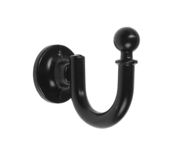 Мебельный крючок TUNDRA КМ1012BL однорожковый, цвет черный, 1 шт. 6487604 1