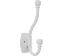 Мебельный крючок TUNDRA Krep КМ03HS двухрожковый, цвет белый матовый 3853830