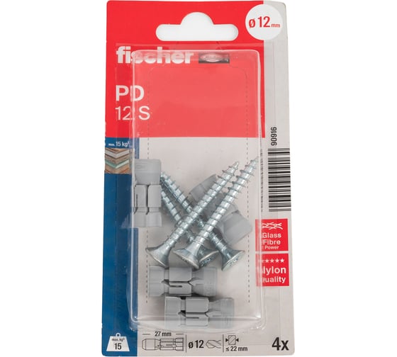 Дюбель с шурупом fischer PD 12 S K 90916 1