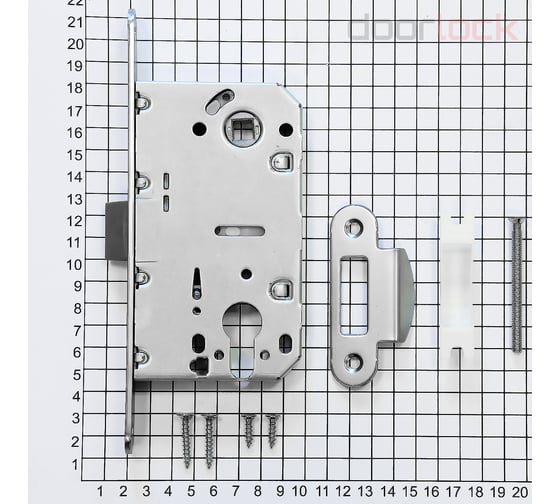 Корпус замка DOORLOCK V 431/С/50/85/18/SN, матовый никель, под цилиндр, бэксет 50мм, межосевое расстояние 85мм, фронтальная планка шириной 18мм 79126