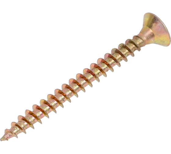 Саморез универсал., КостИнСтрой 5,0x50 потайн. гол., шлиц PZ, острый, желт. цинк (300шт) 16256 1