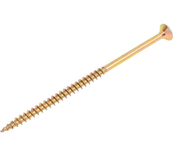 Саморез универсал., КостИнСтрой 5,0x100 потайн. гол., шлиц PZ, острый, желт. цинк (100шт) 16276 1