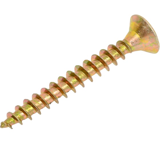 Саморез универсал., КостИнСтрой 5,0x40 потайн. гол., шлиц PZ, острый, желт. цинк (400шт) 16252 1