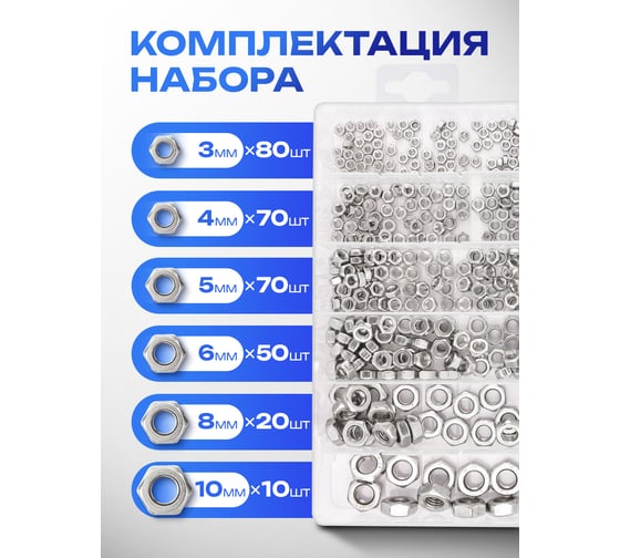 Набор нержавеющих гаек Forsage набор 300 шт F-06773(65439)