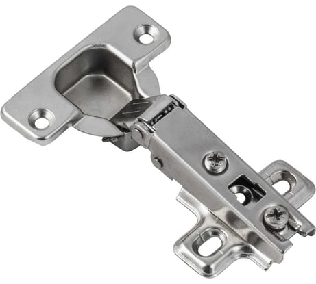 Петля мебельная Левша Ø35, 110, для накладных дверей, в сборе с пластиной под шуруп, Н=0, 400 шт У8-361400