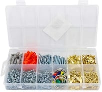 Набор крепежа ISMA 700 предметов, гвозди в комплекте с винтами, пластм.дюбелями, кнопками и хомутами, в пласт.кейсе ISMA-515817(45715)