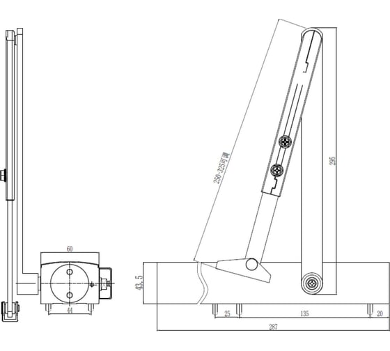 Доводчик Doorlock DL400 BC DA EN3-7 коричневый с регулируемыми функциями тормоза открывания и задержки закрывания, регулируемое усилие закрывания 75592