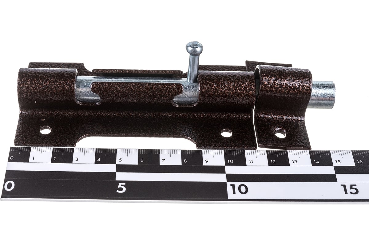 Накладной засов Делга ОСНОВНОЙ (медь; с круглым ригелем; 150 мм) Д809 ...