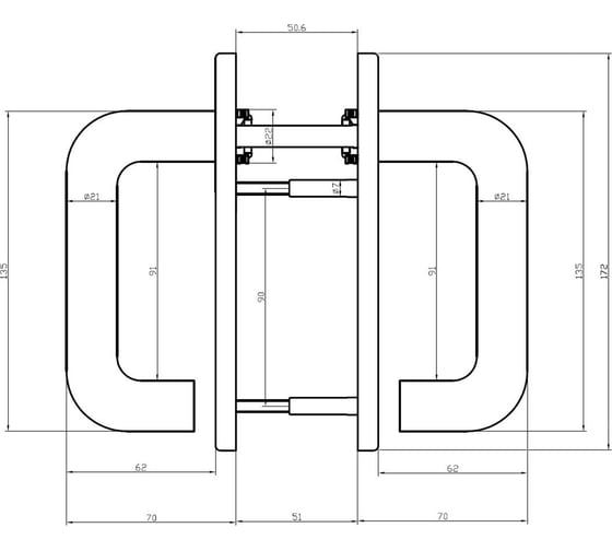 Гарнитур для противопожарных дверей DOORLOCK V S38KP/F UG серия Variant, без отверстия, на короткой накладке, черный, подпружиненный, А=47-75мм 79055