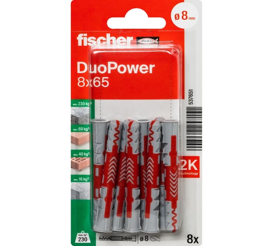 Дюбель Fischer DUOPOWER 8x65 K NV 537651