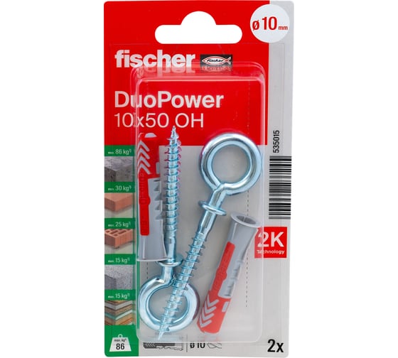 Дюбель с кольцом Fischer DUOPOWER 10x50 OH K NV 535015