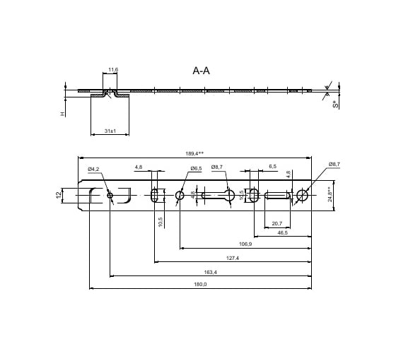 Анкерная пластина КРЕП-КОМП KBE 70 190х25, 400 шт. апKBE190/70п