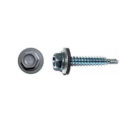 Кровельный саморез КРЕП-КОМП 5,5x19, RAL 7004, серый, 4000 шт. ск55197004к 1
