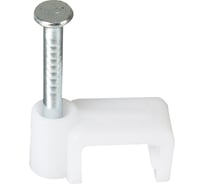 Скоба HLT 14мм, плоская, пластиковая, белая, 100шт./5уп./уп. 084-07-27