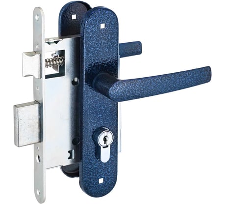 Замок врезной Птимаш ЗВ4-3.08 синий муар СТЯЖКИ с/руч 13626