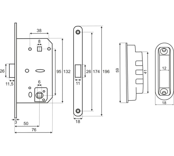 Межкомнатный механизм под фиксатор VETTORE VЕTTORE WC 410 B-S MAGNET GR (Графит) 20547