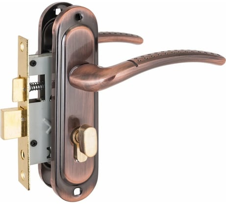 Врезной замок с ручкой Стандарт 132/50B AC (вертушка; старая медь) 4856