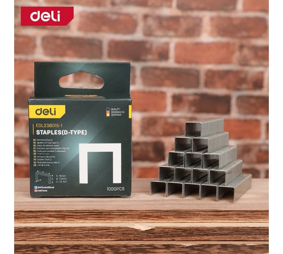 Набор скоб для степлера Deli 1000 шт (53F, Тип D) DL238015-1 (10x11,3x1,2мм) 200206