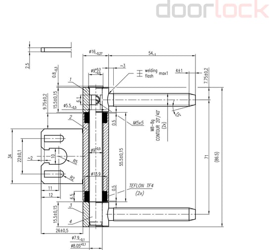 Петля Cemom Moatti EB 755-00-00 8050 никелированная, в сборе, для деревянных дверей 51552