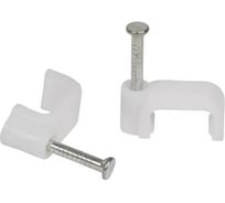 Скоба HLT 6мм плоская пластиковая белая 50шт. (10уп./уп.) 084-07-428