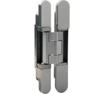 Петля дверная скрытая универсальная Cemom Moatti 3D, 111,5x29 мм, 80 кг, цамак хром сатин., с 4 алюм. колпачками CEM1821.01/MP