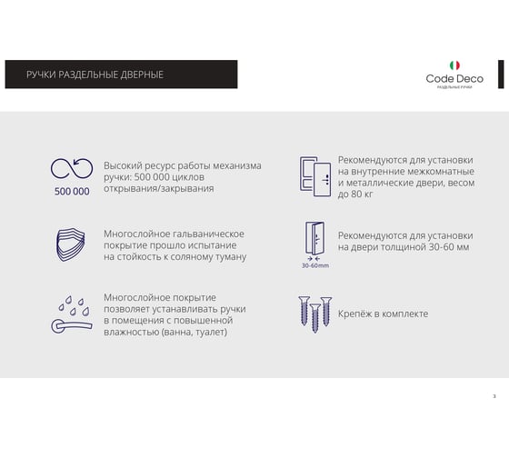 Ручки дверные Code Deco H-22110-A-CRM 28231