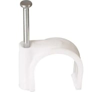 Скоба HLT 22мм круглая пластиковая (уп./50 шт) белая (5уп./уп.) 084-07-035