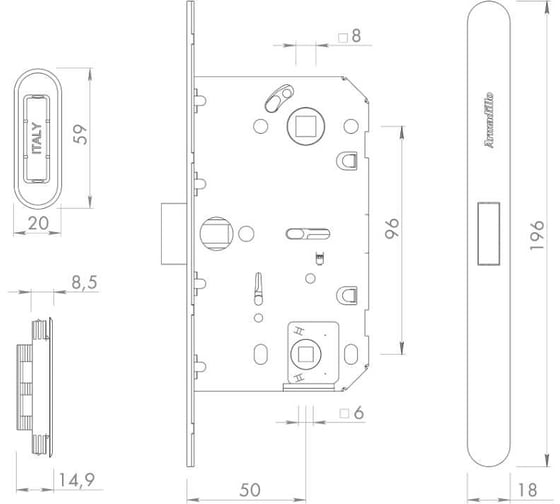 Магнитная защелка Armadillo с ответной планкой WC GRAVITY.PRO, G01.196.50.96, WH, Белый 58151