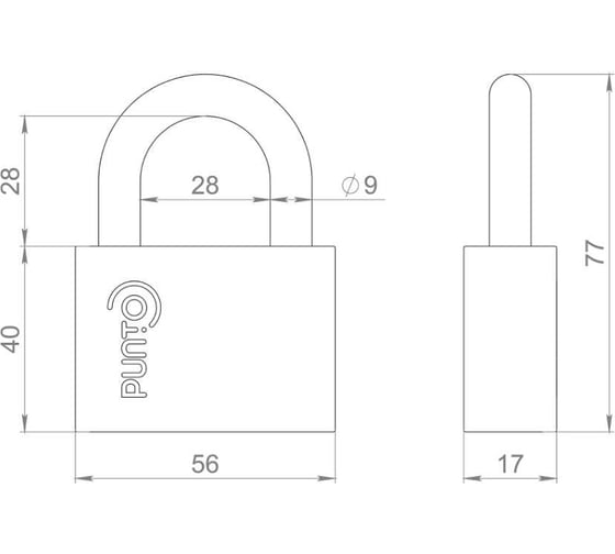 Замок навесной Punto PK-1560, 3 ключа, дисковый ключ 57711